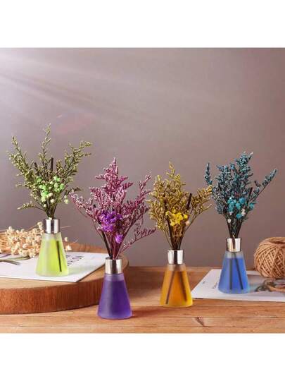 قطعة واحدة من معطر الهواء العطري الغير مشتعل للغرفة أو الحمام، بحجم 50 مل من الزيوت العطرية للعطور والأروماثيرابي، مزين بتصميم عشوائي مع حبل إكسسوارات