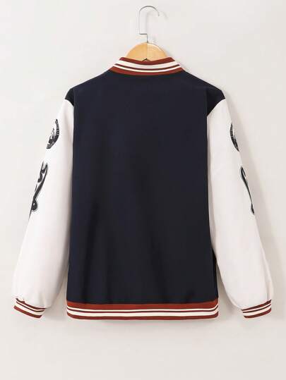 معطف كاجوال مطبوع بحرف للمراهقين من الشباب، بتصميم عصري متعدد الاستخدامات، مناسب للارتداء اليومي والخارجي في فصلي الخريف والشتاء