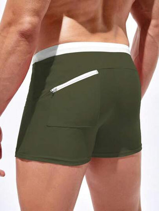 Manfinity Swimmode شورت سباحة رجالي ذات لون متباين مع رباط سحب