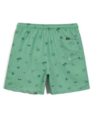 Manfinity Swimmode شورت شاطئ مطبوع مع رباط للرجال، عادي للعطلات