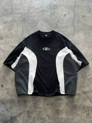 AXEPEAK تي شيرت رجالي متعدد الحجم بأكمام قصيرة وياقة مستديرة مفوت اللون، ملابس الشارع الجاهزة