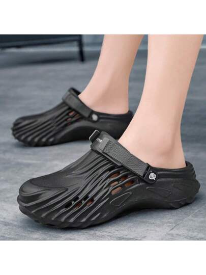 صنادل رجالية مثقبة جديدة لربيع وصيف، خفيفة الوزن ومرنة وشبكية تنفس، أحذية شاطئ بألوان زاهية