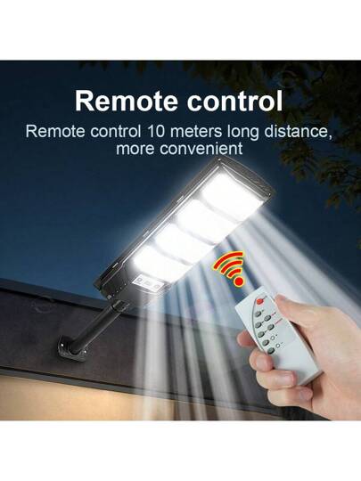 1 قطعة إنارة شوارع تعمل بالطاقة الشمسية موفرة للطاقة، مزودة بحساس للحركة وجهاز تحكم عن بعد، مناسبة للإضاءة التجارية في ممرات الحديقة والجراجات ومواقف السيارات، مقاوم للماء وإضاءة تلقائية، إنارة خارجية آمنة