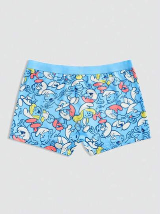 SHEIN X The Smurfs سراويل داخلية للرجال بطباعة كرتونية أزرق أنيقة وجذابة