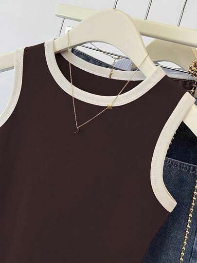 Glimmora الفوار زي الصدرية للنساء بتريم لون متباين للاستخدام اليومي