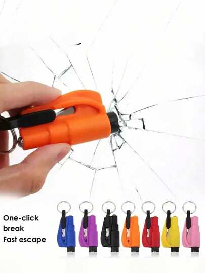قطعة واحدة قاطع حزام الأمان الطارئ 2 في 1 مزود بسلسلة مفاتيح السيارة ، مطرقة السلامة ، مطرقة الحريق الصغيرة ، أداة الهروب من السيارة الطارئة ، كسارة النافذة ، أداة إنقاذ محمولة بسلسلة المفاتيح ، مطرقة طوارئ ، جهاز الهروب من السيارة في حالات الطوارئ ، كسار