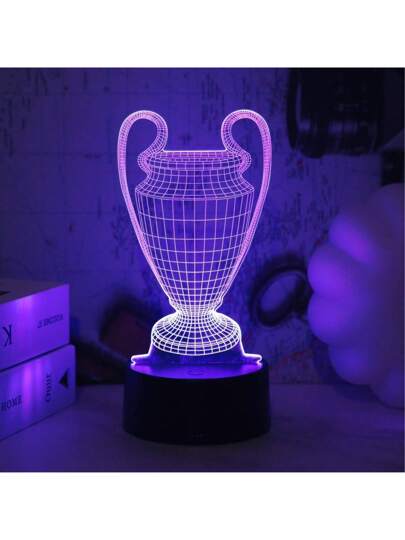 زخرفة إضاءة ليلية ثلاثية الأبعاد علي هيئة كأس متغيرة الألوان RGB، من 7 ألوان، تعمل بالطاقة عبر USB، بنظام تحكم باللمس، مثالية لديكور غرفة النوم، غرفة المعيشة، مكتب المكتب، وغرفة الألعاب، هدية مثالية لعيد الميلاد أو عيد الميلاد