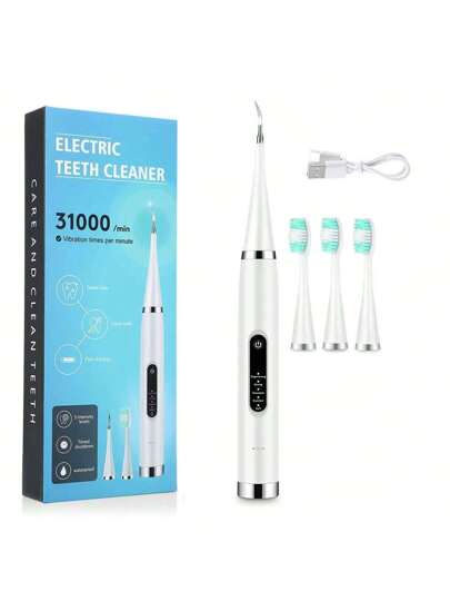 فرشاة أسنان كهربائية قابلة للشحن لإزالة الترسبات والترسبات الجير وبقع القهوة والاقطان بتقنية عالية التردد و 5 أوضاع قابلة للتعديل بطارية 500مللي أمبير سلس لتنظيف الأسنان