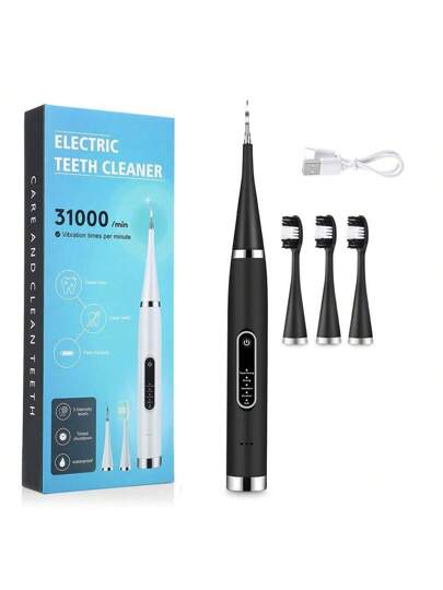 فرشاة أسنان كهربائية قابلة للشحن لإزالة الترسبات والترسبات الجير وبقع القهوة والاقطان بتقنية عالية التردد و 5 أوضاع قابلة للتعديل بطارية 500مللي أمبير سلس لتنظيف الأسنان
