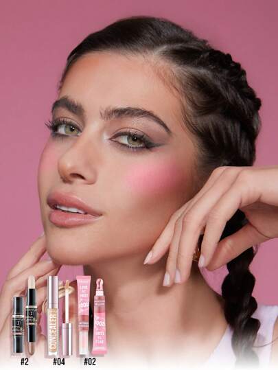 Misslyn عدة ماكياج التحديد الكامل من MISSLYN- 3 قطع، عصا التحديد والتبريز الملكة, خافية العيوب, مجموعة الخدود التوهج المحبب, خافي العيوب السائل, لإبراز لون البشرة الثابت, خافي العيوب مع بيجمنتات عاكسة للضوء ومركب مرطب, خافي العيوب متعدد الاستخدامات,...