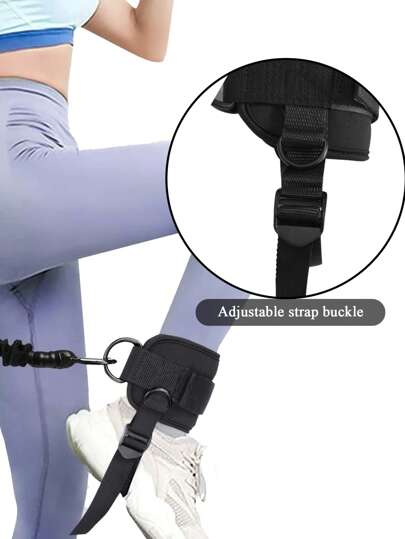 1 حزام كاحل مزود بحلقتين على شكل حرف D لتمارين الكمال والرفع الميت وتقوية الساقين، ملحق لياقة حزام كاحل لتمديد الأرداف والساقين، معدات تمرين الجمنازيوم