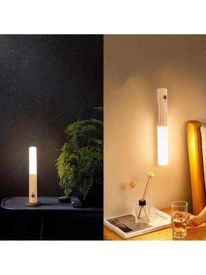 1 قطعة إضاءة ليلية بجهاز استشعار الحركة ، لمبة حائطية مغناطيسية ، خط إضاءة ليد قابل للشحن بالكمبيوتر ، لمبة حائطية خشبية لاسلكية للخزانة ، المدخل ، الممر ، الشرفة ، غرفة النوم - لا تتعثر في الظلام ، لا تزعج غرفاءك ، إضاءة طوارئ عند انقطاع الكهرباء