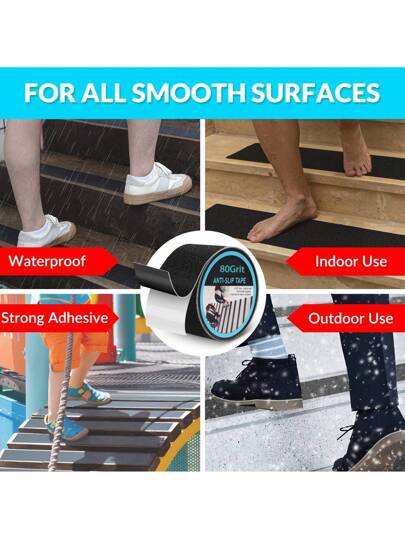 لفة واحدة من شريط السلامة المانع للانزلاق عالي الجودة، شريط ناعم أسود لمرحلة السلالم، مقاوم للماء وللتآكل ل-لاستخدام الداخلي والخارجي، مناسب لكبار السن والأطفال والحيوانات الأليفة، قوي الالتصاق وتوفر الحماية لعتبات السلالم والأرضيات والقوارب، مصنوع من ماد