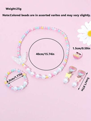 5 قطع/مجموعة من الأساور واللآلئ المزينة بنجوم ذات ألوان ، قلادة، أقراط، وخاتم، مناسبة للاستخدام اليومي والمناسبات والاحتفالات، ألوان عشوائية