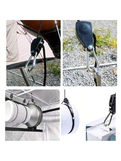 قطعتان طقم تركيب إضاءة قابل للتعديل مع حبال رفع/سحب ولفة والبكرات، أجهزة شد وتعديل مخصصة للخيام الخارجية، تجهيزات متعددة الأغراض وقوية