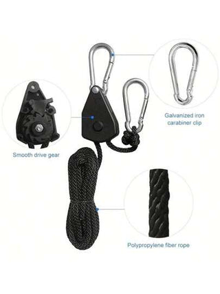 قطعتان طقم تركيب إضاءة قابل للتعديل مع حبال رفع/سحب ولفة والبكرات، أجهزة شد وتعديل مخصصة للخيام الخارجية، تجهيزات متعددة الأغراض وقوية