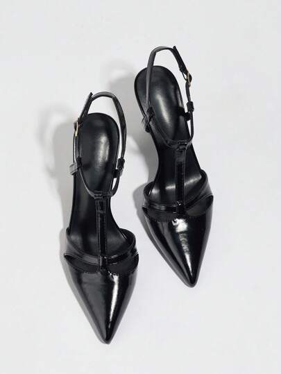 أحذية كعب عالي للسيدات بنمط أسيمتري بسير كاحل، أحذية مناسبة للتنقل والعمل والحفلات بطراز محايد