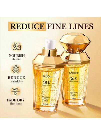 1 قطعة سيروم الكولاجين بلون الذهب عيار 24 قيراط بحجم 40 مل ، جوهر مرطب لتحسين الخطوط الدقيقة، تقليل التجاعيد ، تغذية البشرة ، تباهي خطوط البشرة الدقيقة الجافة. ترطيب ورعاية فاخرة ، شدّ وإملاس التجاعيد ، زيادة مرونة البشرة ، تجعل البشرة ناعمة ،...