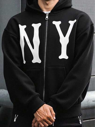 جاكيت أمامي مفتوح مطبوع بأحرف ملونة إطارات للأولاد في مرحلة المراهقة، طراز رياضي جامعي، قماش لين ومريح للاستخدام اليومي، المدرسة، السفر، الرياضة الخارجية