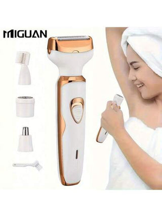 مزيل الشعر الكهربائي متعدد الوظائف للنساء 4 في 1 / مجموعة مزيل الشعر الكهربائي متعدد الوظائف للنساء / ماكينة تشذيب البكيني للنساء / قابلة لإعادة الشحن بالموصل USB / مزيل الشعر للشعر العانة والحواجب والأنف والوجه والساقين / محمول ، لطيف ، هدية للمرأة...