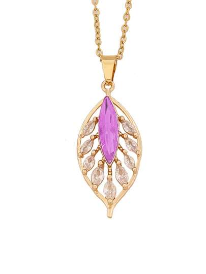 4 قطع/مجموعة قلادة وأقراط وخاتم مجموعة من النساء مزينة بأوراق الأشجار والكريستال