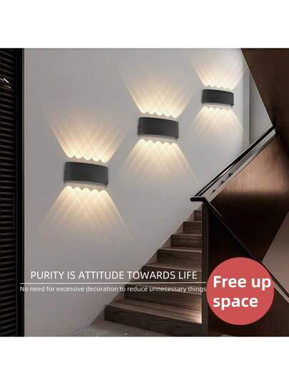 1 قطعة ، مصباح حائط LED حديث للخارج، مصباح حائط ديكوري منزلي، مصباح حائط سرير غرفة النوم، تيار متناوب 110-260 فولت ، ضوء دافئ، تركيب شبه مدمج، مناسب لحدائق الفلل والفنادق والردهات والشرفات والممرات والسلالم والداخلية والخارجية والحدائق والإضاءة السياجية