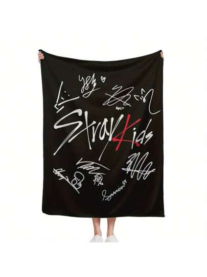 بطانية منقوشة 1 قطعة ZLIENSZUS من الفلانيل - بطانية ناعمة فائقة الرقة خفيفة الوزن، مزينة بتصميم توقيع مطبوع، محمولة للاستخدام المنزلي والمكتبي والتخييم والسفر، قابلة للغسل في الغسالة، هدية مثالية للمعجبين، جذابة