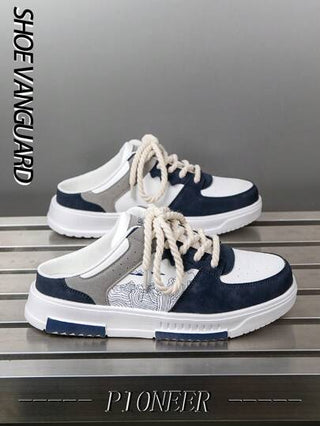 أحذية رياضية مسطحة للرجال ذات تصميم ألوان متناسقة وطباعة عشوائية، للمراهقين، أحذية رياضية للخارج سهلة الارتداء، خفيفة الوزن، مريحة وكاجوال