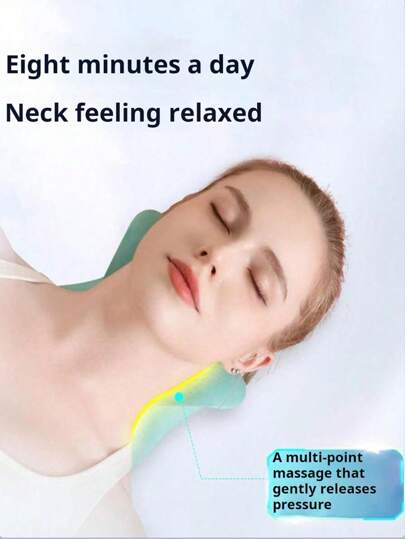 قطعة واحدة جهاز شد العنق بشكل حرف C من مادة الإيفا - وسادة تدليك للاسترخاء والاتزان للرقبة والكتف، وسادة علاجية للفقرات، منشف تدليك محمول (أسود)، مدلك للرقبة والكتف، مساعد للاسترخاء العضلي، تصميم سطح منقوش، وسادة دعم ناعمة، مناسب لموظفي المكاتب