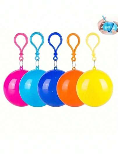 بونشو قابل للنقل وقابل للتخلص منه و مدمج مع سلسلة مفاتيح ، كرة بونشو صغيرة ، معطف مطر للطوارئ للسفر والتنزه والصيد والتخييم