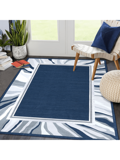 1 قطعة سجادة زخرفية ناعمة وراحة مريحة ذات تصميم متموج أزرق داكن، مناسبة لغرفة المعيشة والأريكة والمساحات المفتوحة، ديكور منزلي أبداعي، سجادة كبيرة الحجم لغرفة المعيشة والنوم