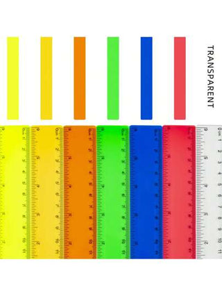 أدوات مكتبية ومدرسية مسطرة بمقاس 15 سم/6 إنش بسبعة ألوان، مقياس قياس للطلاب مع علامات واضحة