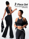 SHEIN Sport Studio طقم بدلة رياضية بلباس علوي بدون أكمام وبنطال مع تريم متباين