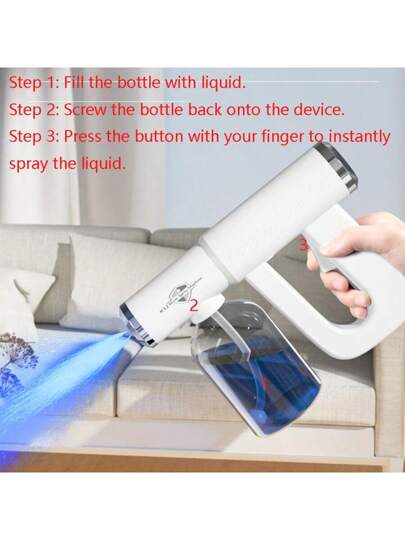 بخاخ رذاذ مطهر نانوا ذو احترافية: رذاذ كهربائي وبخاخ بخاري نانو اللاسلكي، مع ضوء أزرق، يتيح التعقيم اللاسلكي.
