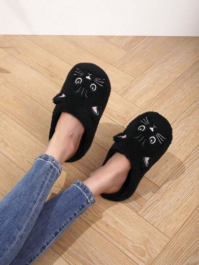 نعال داخلية من الفرو بطبعة قطة للنساء - نعال داخلية ناعمة ومريحة، نعال داخلية كرتونية على شكل قطة للربيع والخريف والشتاء، بتصميم عملي وأنيق، بطانة ناعمة وقابلة للتنفس، تناسب الاستخدام اليومي، نعال زوجية