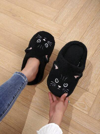 نعال داخلية من الفرو بطبعة قطة للنساء - نعال داخلية ناعمة ومريحة، نعال داخلية كرتونية على شكل قطة للربيع والخريف والشتاء، بتصميم عملي وأنيق، بطانة ناعمة وقابلة للتنفس، تناسب الاستخدام اليومي، نعال زوجية