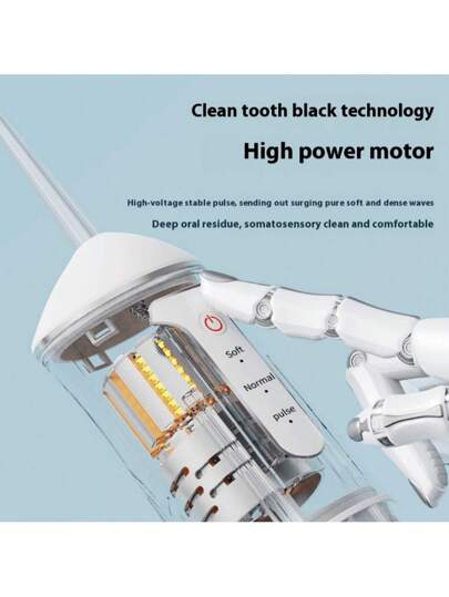 مجموعة آلة غسل الأسنان بالماء الكهربائية، غسالة فموية لاسلكية مع 4 رؤوس ، فوهات دوارة 360 درجة، مناسبة للعناية اليومية بالأسنان و اللثة للرجال والنساء، هدية عيد مثالية