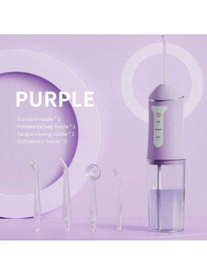 مجموعة آلة غسل الأسنان بالماء الكهربائية، غسالة فموية لاسلكية مع 4 رؤوس ، فوهات دوارة 360 درجة، مناسبة للعناية اليومية بالأسنان و اللثة للرجال والنساء، هدية عيد مثالية