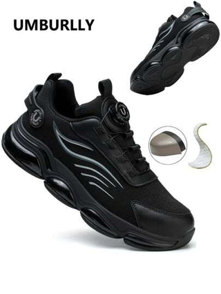 UMBURLLY أحذية عمل رجالية ذات رؤوس من الصلب، مقاومة للكسر والثقب، تنفس جيد، مناسبة لجميع الفصول، أحذية عمل كاجوال بأزرار