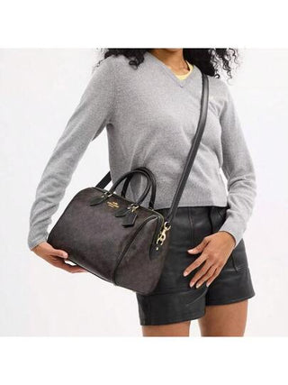 Coach حقيبة يد نسائية من الجلد Rowan 30، حقيبة كتف كبيرة الحجم، محفظة كلاتش للنساء مع سحاب للإغلاق وحزام قابل للإزالة