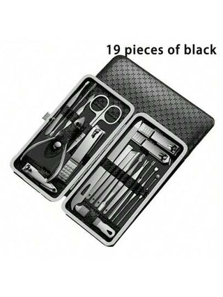 طقم أدوات جديد للمناكير والبديكير، يشمل مقصات الأظافر، قاطع البشرة الميتة، قاطعة البشرة الجافة للأذن، وأداة إزالة البشرة الميتة، مقصات الأظافر