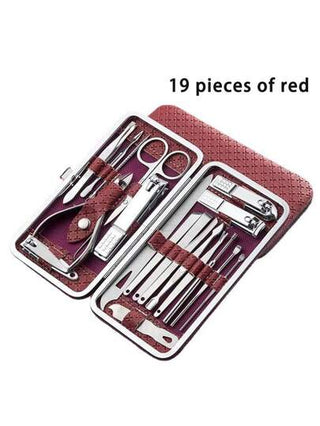 طقم أدوات جديد للمناكير والبديكير، يشمل مقصات الأظافر، قاطع البشرة الميتة، قاطعة البشرة الجافة للأذن، وأداة إزالة البشرة الميتة، مقصات الأظافر