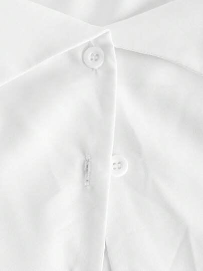 MOD بلوزة كاجوال للسيدات بياقة سادة والكمامات طويلة وجانبية الكشكشة