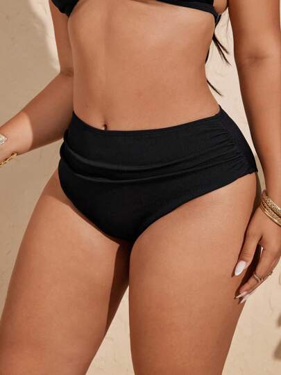 Swim Vcay بيكيني للسيدات ذات الحجم الكبير بقصة مثلثة مجعدة باللون الأسود