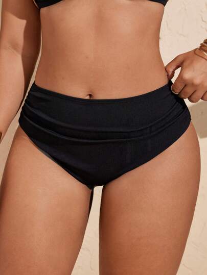 Swim Vcay بيكيني للسيدات ذات الحجم الكبير بقصة مثلثة مجعدة باللون الأسود