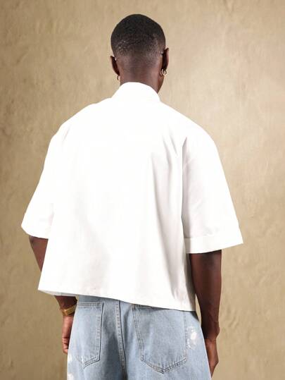 SUMWON قميص صيفي أكمام قصيرة ذو طباعة شكل نافذة الكنيسة، طباعة فنية وأنيقة بأمواج البحر وأشجار النخيل ،ملابس صيفية مناسبة للمنتجعات