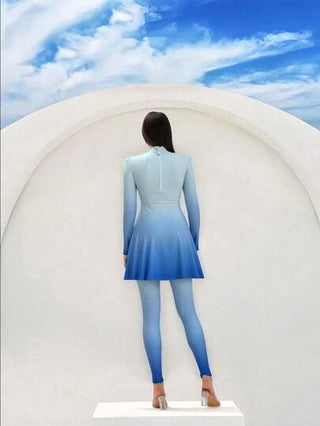 Swim Shayni بدلة السباحة النسائية ذات الخصر الضيق والطيات باللون التدرجي ، طقم بوركيني إلهامي للأجازات الشاطئية ، موديل عالي المبيعات في الشرق الأوسط