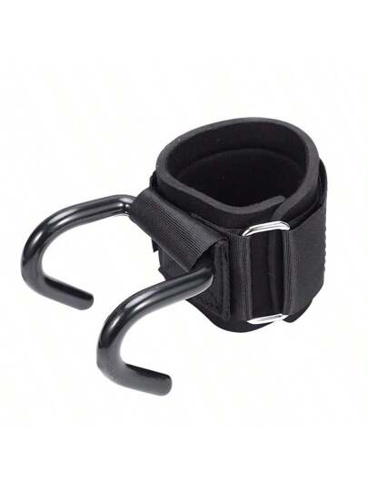 1 قطعة خطاف رفع الأثقال لا زلق قابل للتعديل حارس المعصم المساعد قوة المساعدة خطاف الصلب الأسود مقبض الشريط للجيم