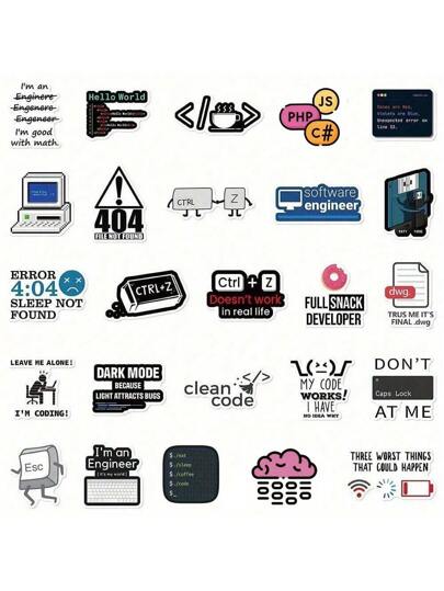 50 قطعة/عبوة ملصقات برمجية عالمية، ملصقات هاكر رجعية مناسبة للزجاجات المائية والأجهزة المحمولة والزلاجات وما إلى ذلك، مجموعة جرافيتي جمالية نابضة بالحياة لدفاتر اليوميات والألبومات ولوازم الحفلات، رائعة للشتاء والعام الجديد