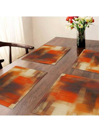 1/4 بساط منضدي متعدد الألوان ذو تصميم جيومتري مطبوع بقماش الكتان، قطع قماشية مزخرفة باسلوب بوهيمي، ديكور أعياد مزخرف بالزهور قابلة للغسيل، مفرش طاولة المطبخ ووسادة القهوة القابلة للغسيل، مناسبة للمائدة والمطبخ وغرفة الطعام والزفاف والاحتفالات...